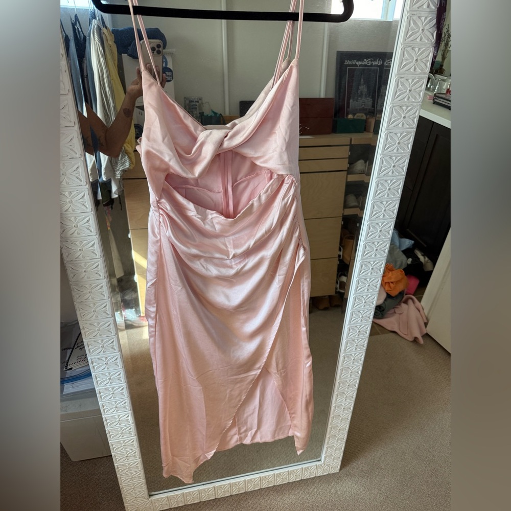 Pink key hold midi dress